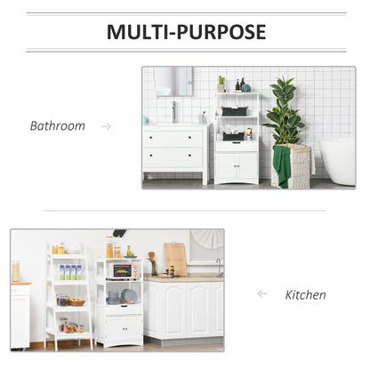 Bathroom Floor Cabinet, Free Standing Kitchen Cupboard with Shelves, Drawer and Doors, Storage Organizer for Living Room, White
