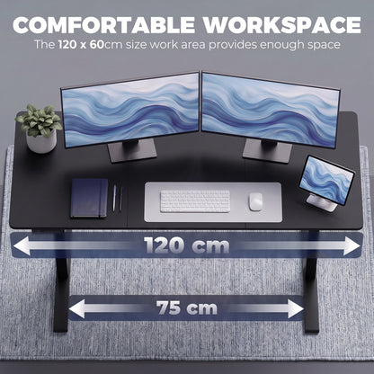 Standing Desk Memory Control Height Adjustable Desk 2 Cable Holes LED Display Sit Stand Desk Black