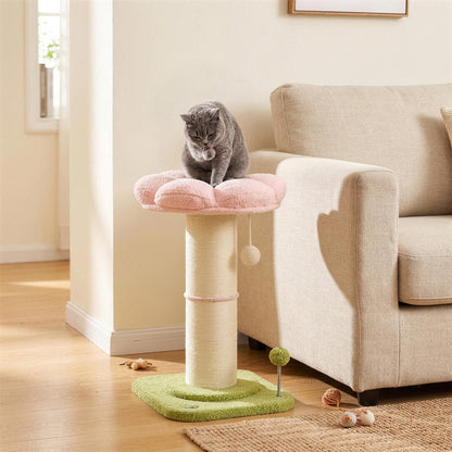 Cat Tree, Flower Cat Scratching Post with Thick Sisal Post, Dangling & Spring Balls, Bed, Kitty Activity Centre