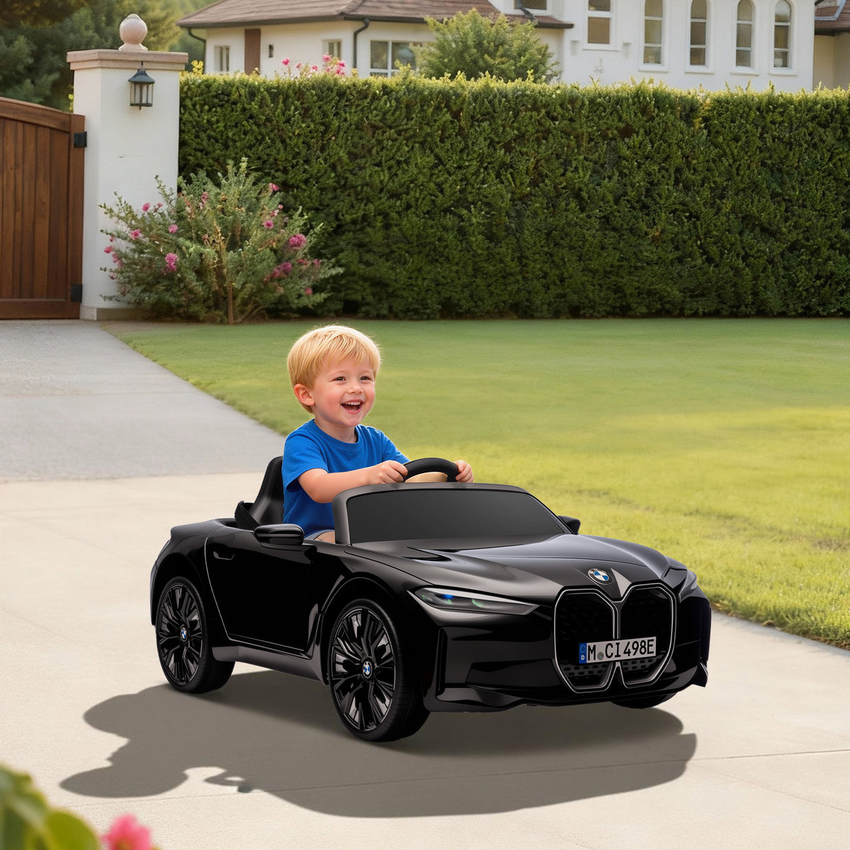 BMW i4 Licensed 12V Kids Electric Ride-On Car, with Remote Control, Portable Battery, Music, Horn, Headlights