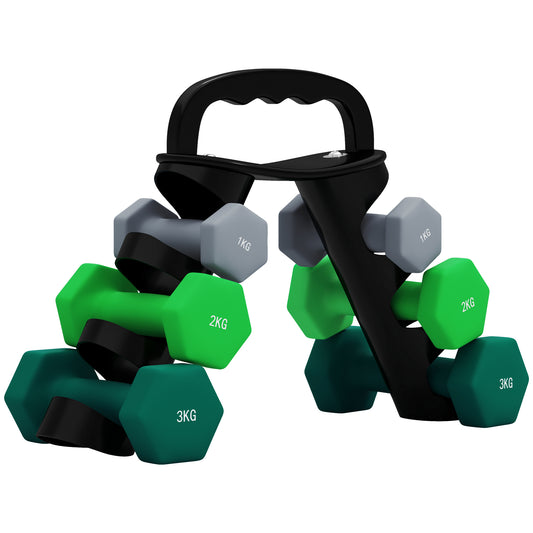 12kg/18kg Dumbbells Set of 6 with Portable Rack Weight for Fitness