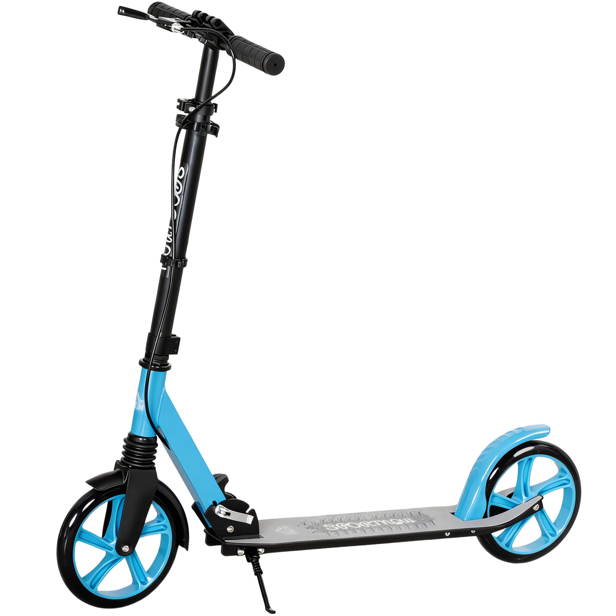 One-click Folding Kick Scooter for 14+ w/ Adjustable Handlebar, Push Scooter with Kickstand, Dual Brake System