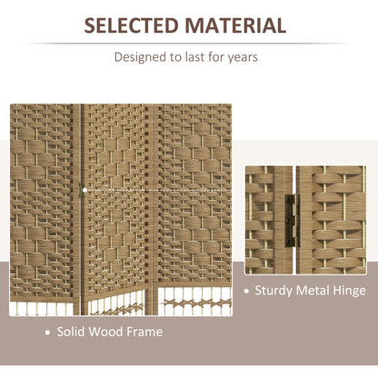 4 Panel Folding Room Divider, Privacy Screen, Paravent Partition Separator for Living Room, Bedroom, Natural