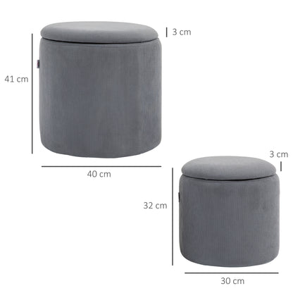 Set of Two Corduroy Storage Ottomans