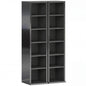 Set of 2 CD Media Display Shelf Unit Tower Rack with Adjustable Shelves, High Gloss Black