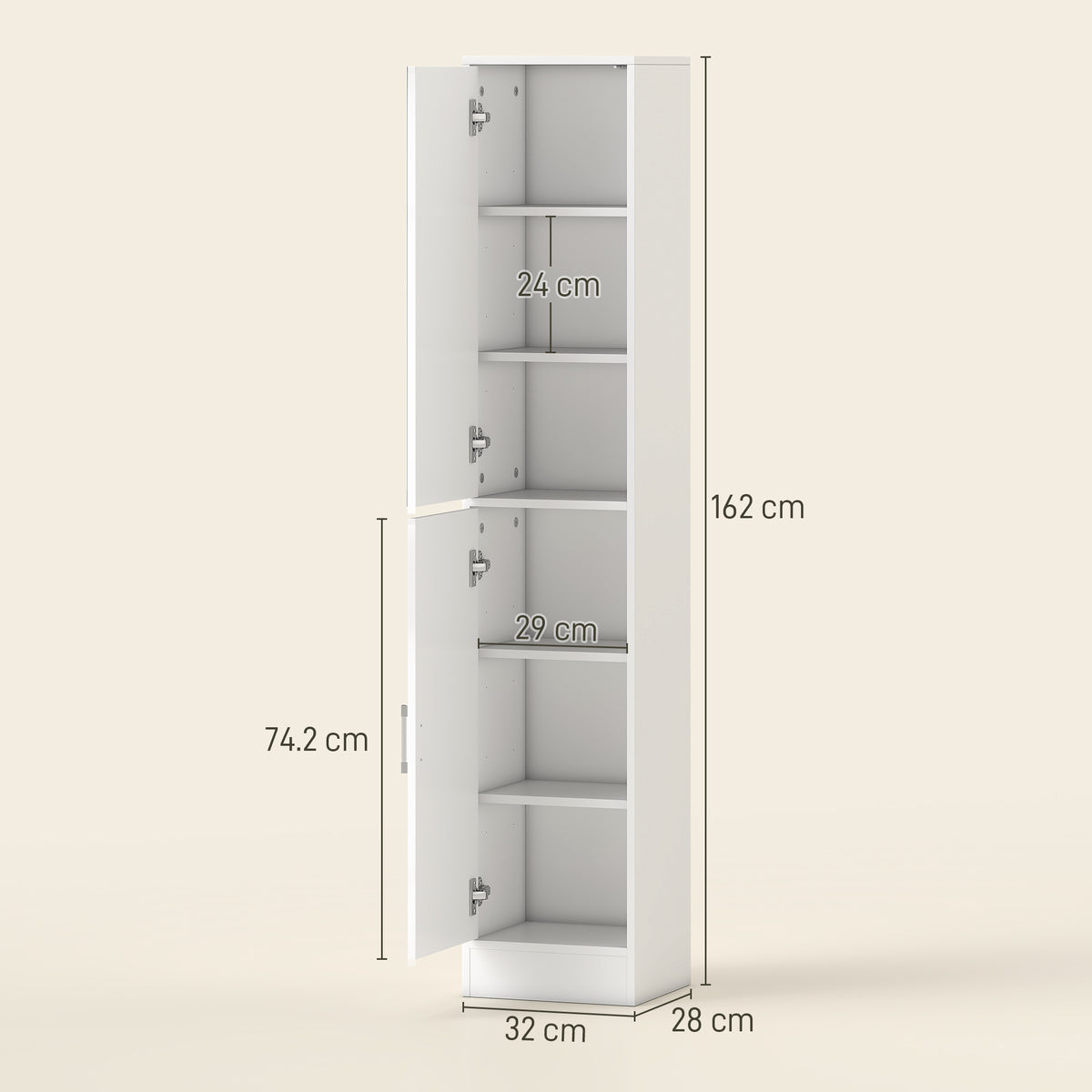 Tall Bathroom Cabinet with Mirror and Adjustable Shelf