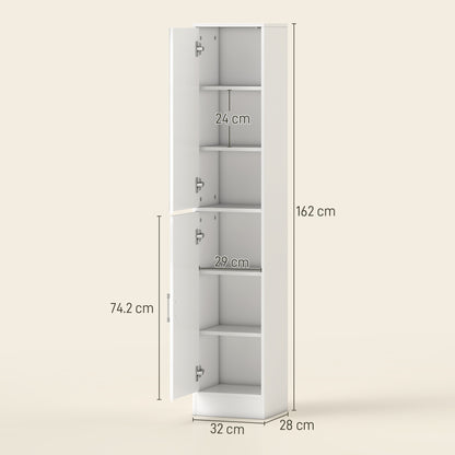 Tall Bathroom Cabinet with Mirror and Adjustable Shelf