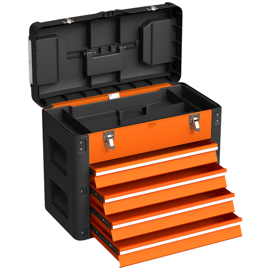 4 Drawers Large Toolbox - Orange