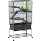 5 Levels Rolling Small Animal Cage with Non Slip Ramps, Slide Out 16cm Deep Tray, 88 x 48 x 150.5cm, Dark Grey