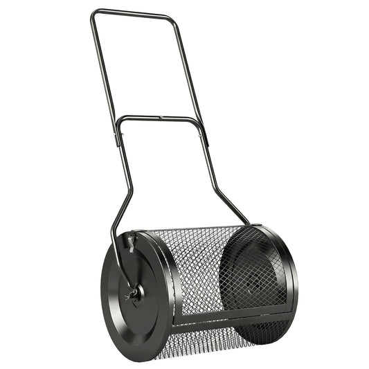 Compost Spreader, 20" Peat Moss Spreader with Detachable U-Shaped Handle and Metal Mesh Basket