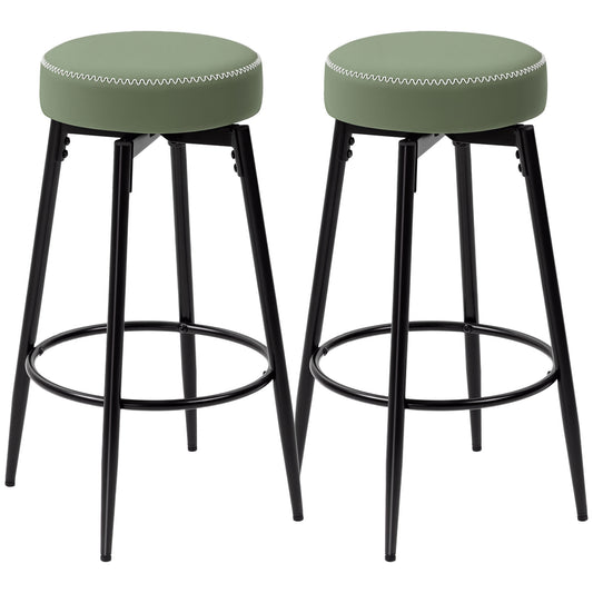 Set of Two Faux Leather Bar Stools