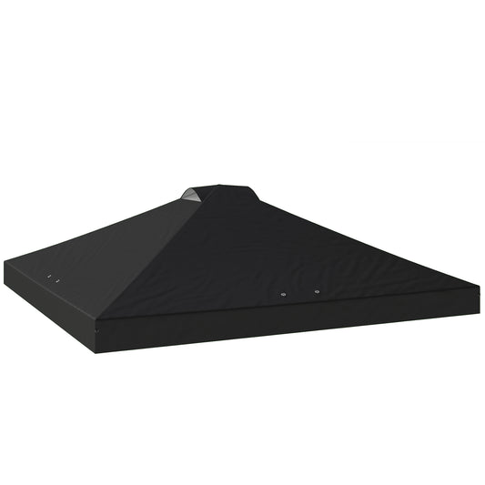 Gazebo roof replacement UV50+ Waterproof Pop Up Canopy Cover with 8 Drainage Holes 3 x 3 m Black