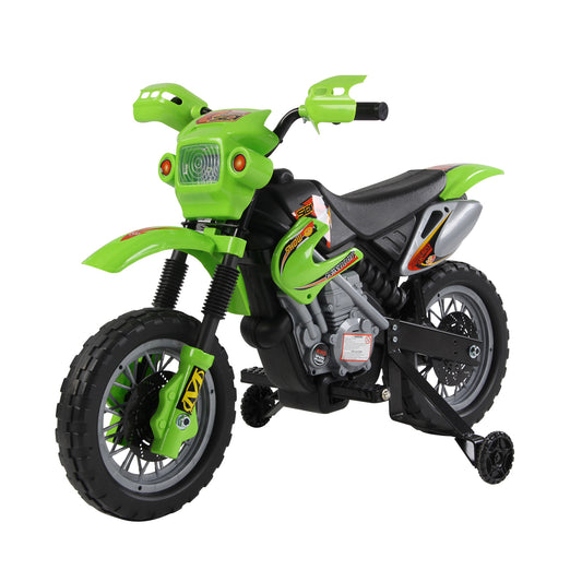 Kids Electric Motorbike, 6V Battery Powered Ride on Motorcycle with Training Wheels, Start-up Button, Pedal, Gift for Boys and Girls Ages 3-6 Years