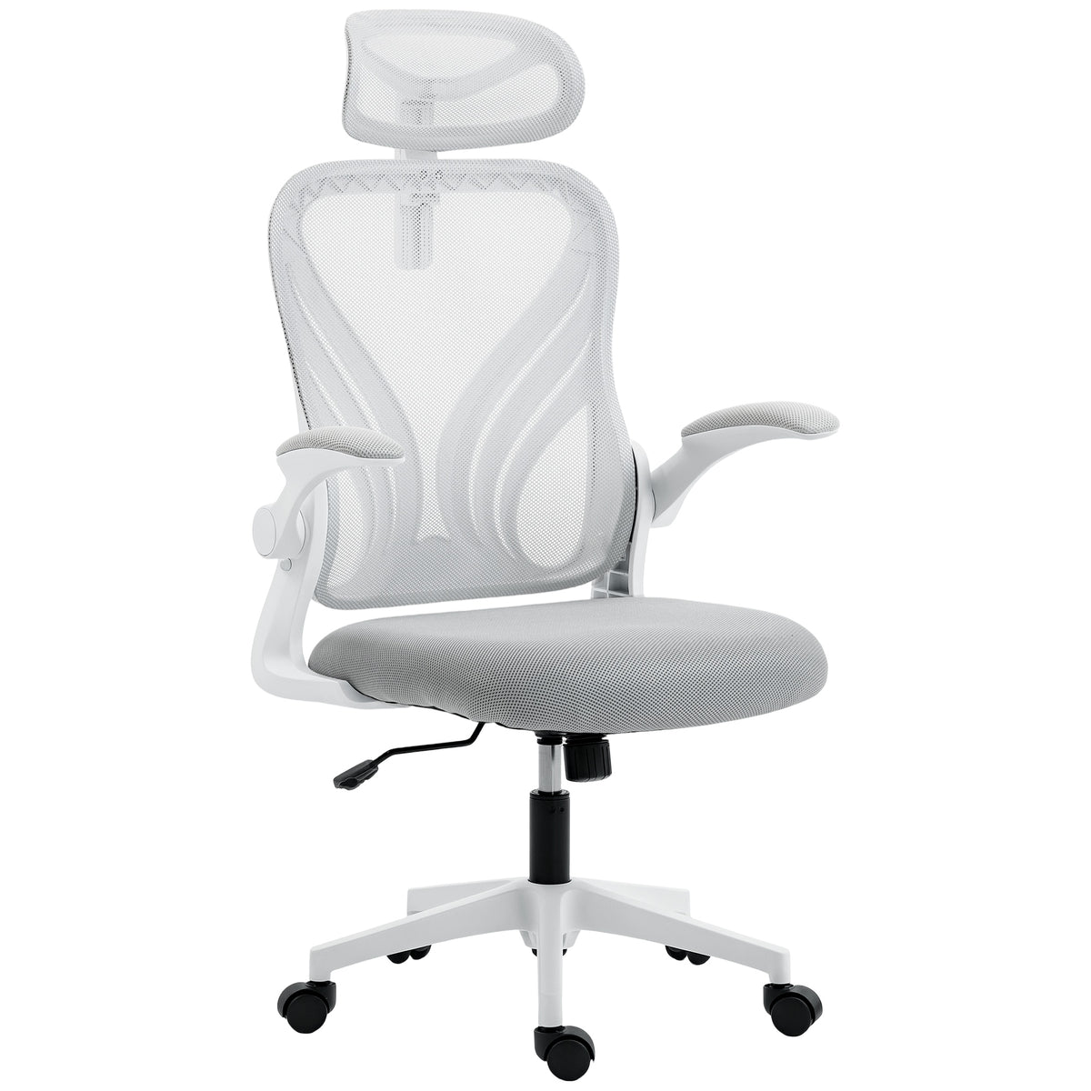 Ergonomic Office Chair with Foldable Backrest, 2D Headrest - Light Grey