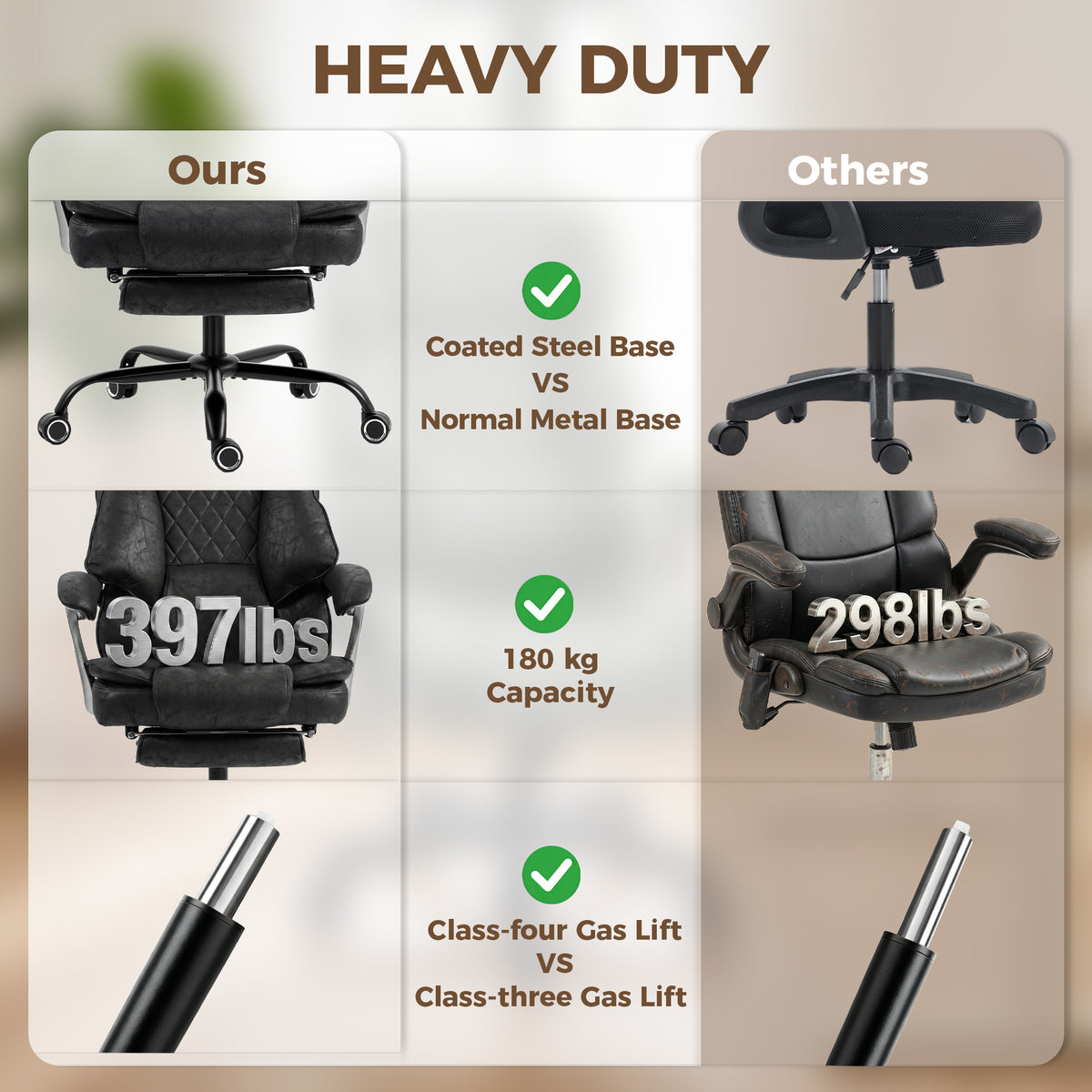 Executive Office Chair, Leathaire Big and Tall Office Chair 180 kg with Wide Seat, Reclining, Lumbar Support