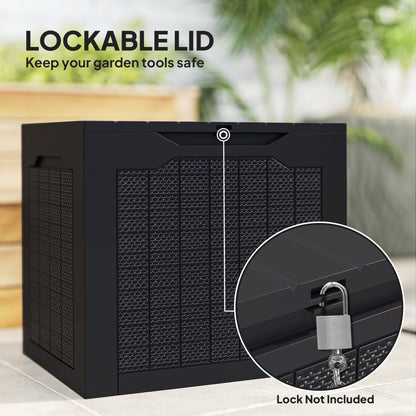 97L Plastic Garden Storage Box, Outdoor Storage Box with Handles, Waterproof Outdoor Storage Container