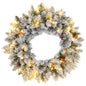 60" Snowy Pine Cone and Berry Christmas Wreath, with LED Lights