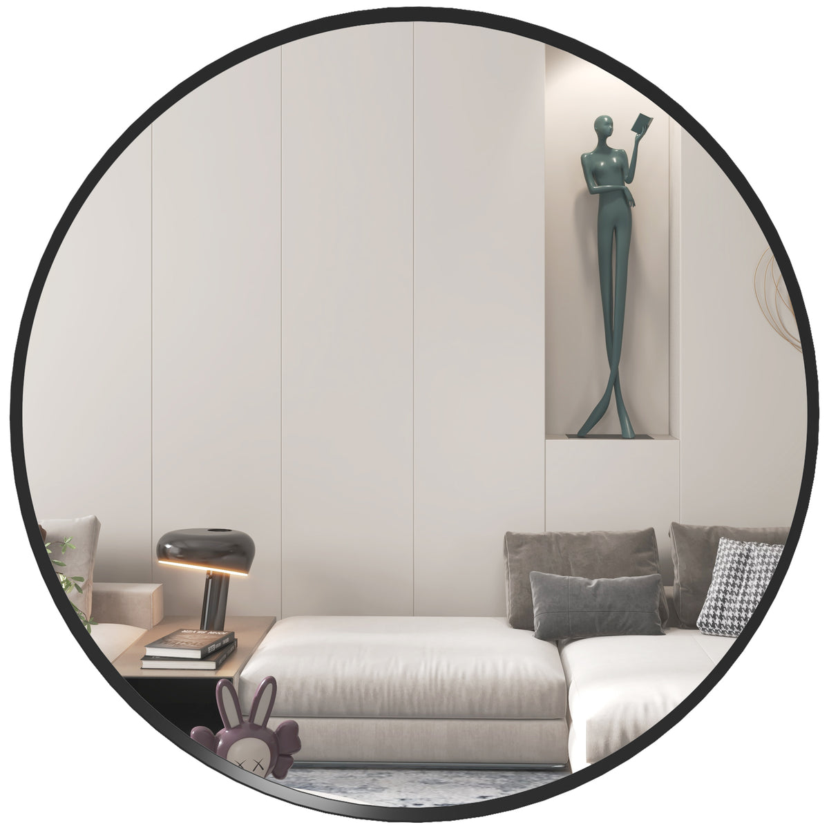 61cm Decorative Wall Mirror for Bedroom Living Room, Modern Round Bathroom Mirror for Home Decor