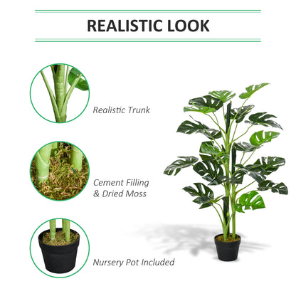 100cm/3.3FT Artificial Monstera Tree Decorative Cheese Plant 21 Leaves with Nursery Pot, Fake Tropical Palm Tree for Indoor Décor