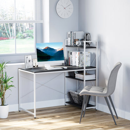 Computer Desk with Storage Shelves on Left or Right, Industrial Reversible Writing Desk for Home Office, Study, Easy Assembly, 120 x 64 x 121cm, Black and White