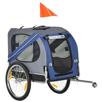 Folding Dog Bike Trailer Pet Cart Carrier for Bicycle Travel in Steel Frame with Hitch Coupler
