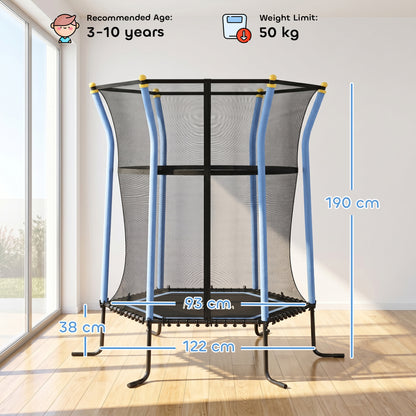 Kids Trampoline Mini Bouncer with Enclosure Safety Net For Ages 3-10 Years