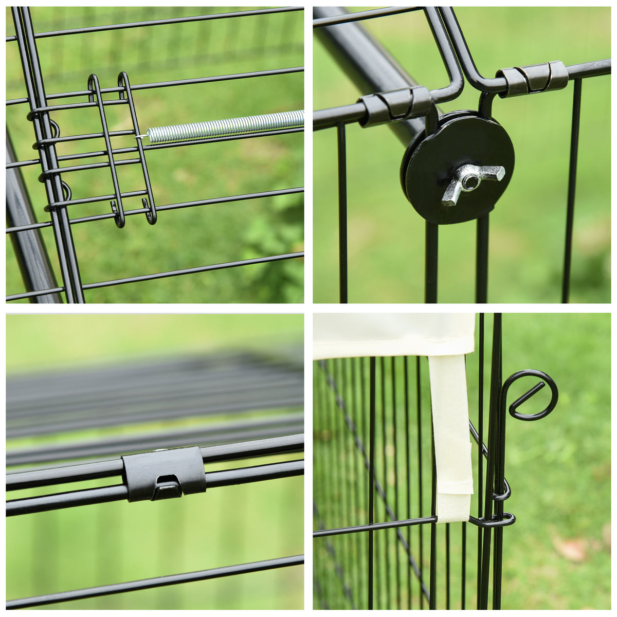 Metal Rabbit Run Playpen, Guinea Pig Cage, 220 x 103 x 103cm, Beige