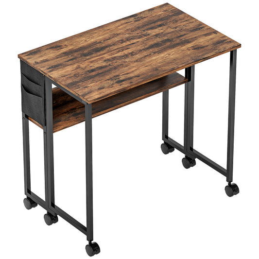 80 cm Drop Leaf Writing Work Desk - Rustic Brown