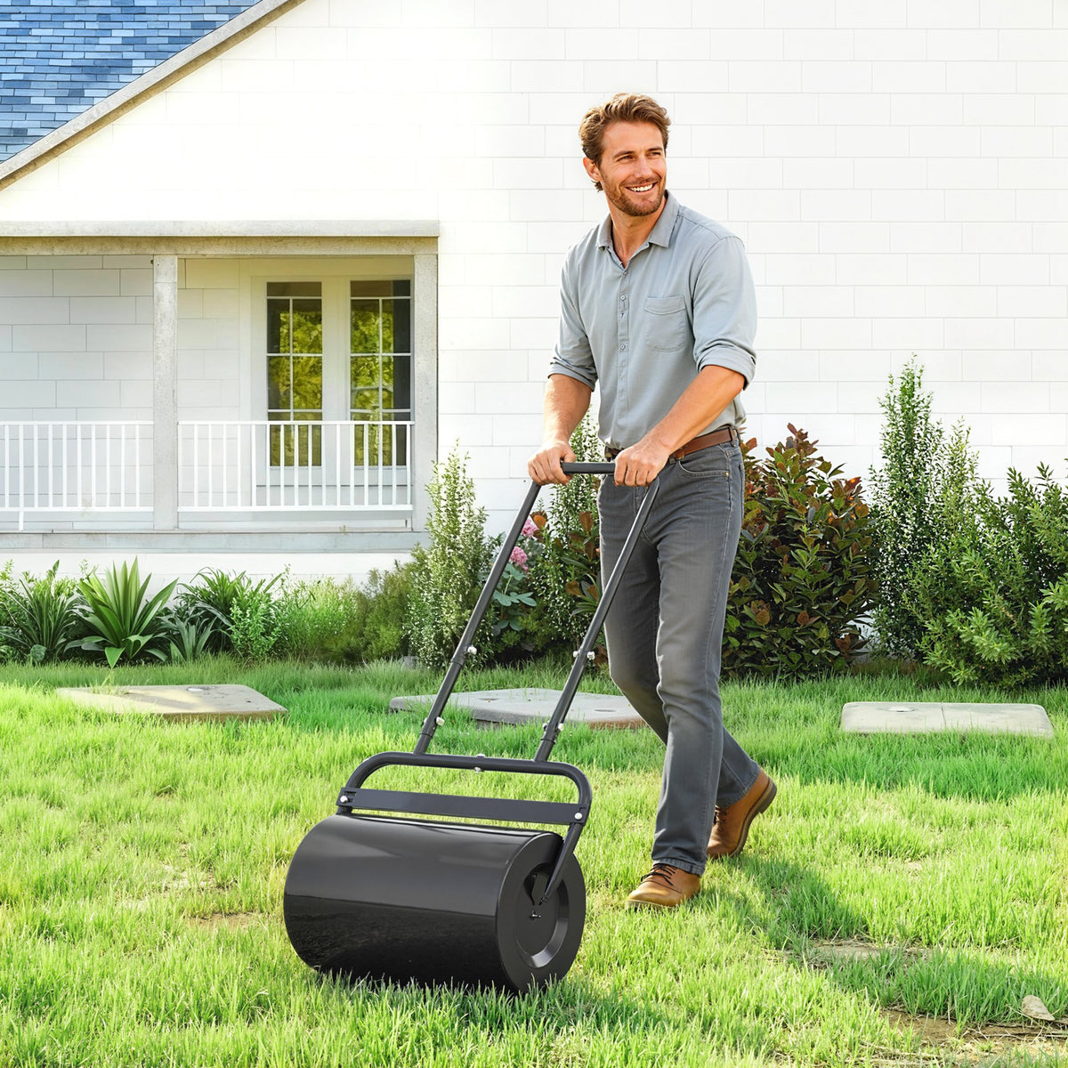 38L Fillable Cylinder Steel Lawn Roller