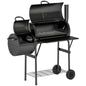 Barbecue Grill Portable Outdoor Charcoal BBQ Grill with Offset Smoker 109 x 60 x 120 cm Black