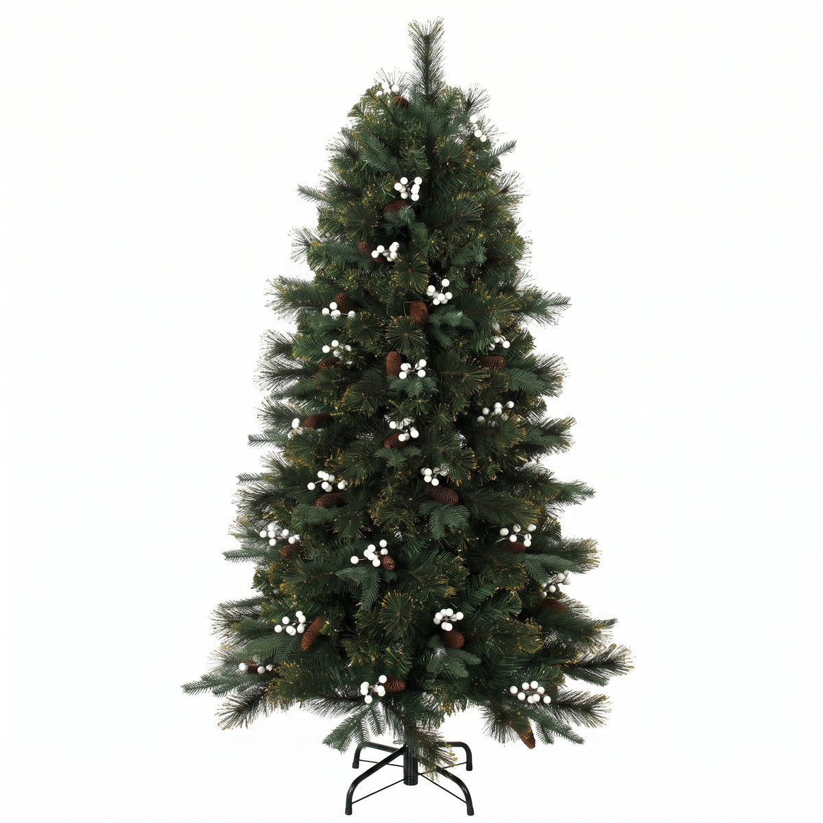 5ft Artificial Christmas Tree, Fir Hinged Xmas Tree with 490 Branch Tips, Foldable Metal Stand, Easy Assembly, Green