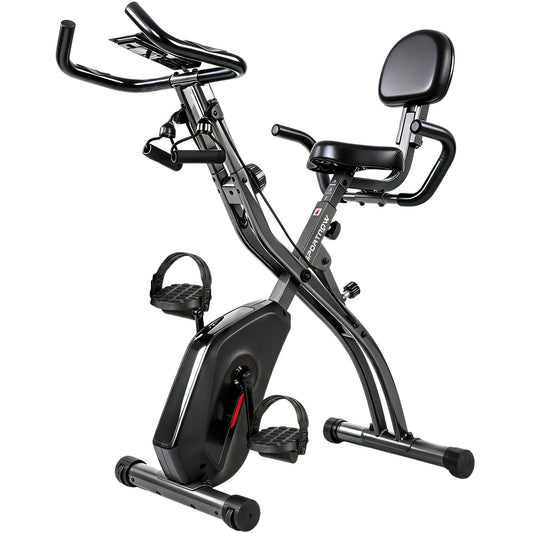 4-In-1 Folding Exercise Bike with Resistance Bands, Bluetooth App, 8-Level Magnetic Resistance, LCD Display