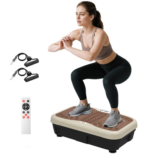 Vibration Plate Exercise Machine, Quiet Vibrating Plate for Weight Loss and Lymphatic Drainage with Resistance Bands, Remote Control, 99 Speed Levels