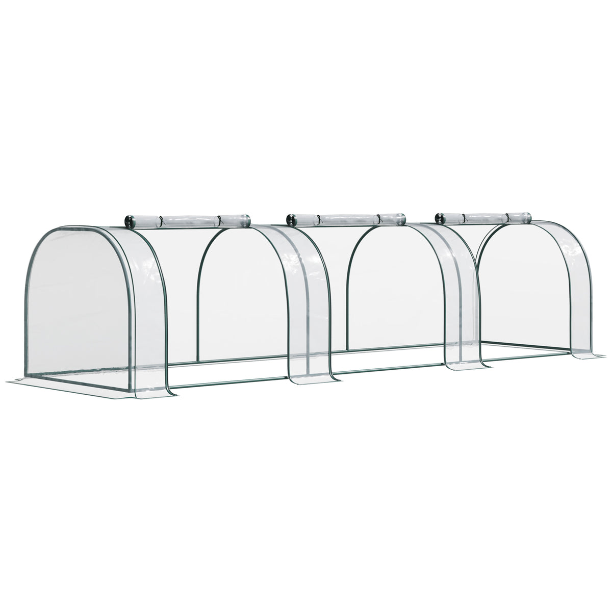 Mini Greenhouse, Small Polytunnel Green House with Zipped Doors, Steel Frame for Garden Patio, 300 x 100 x 80cm, Clear