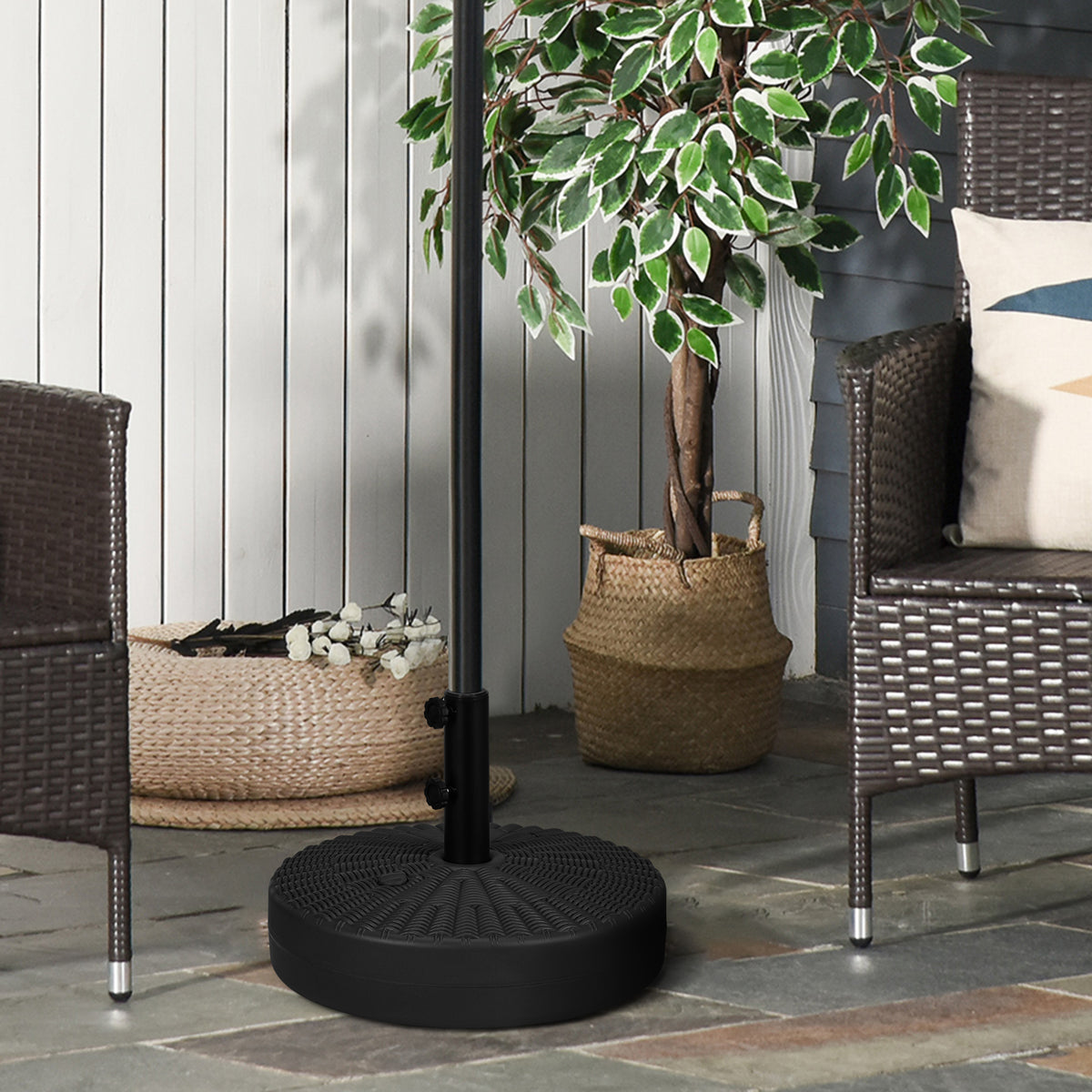 29kg Water/Sand Filled Rattan-Effect Parasol Base