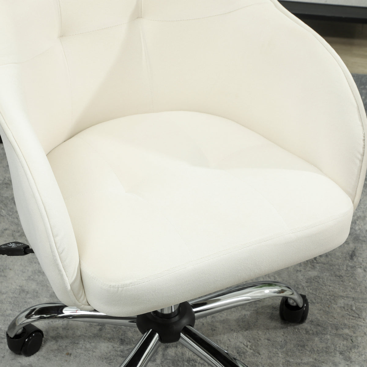 46-56 cm Velvet-feel Office Chair - Cream