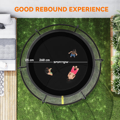 10ft Outdoor Trampoline with Enclosure Net, Spring Cover, Black