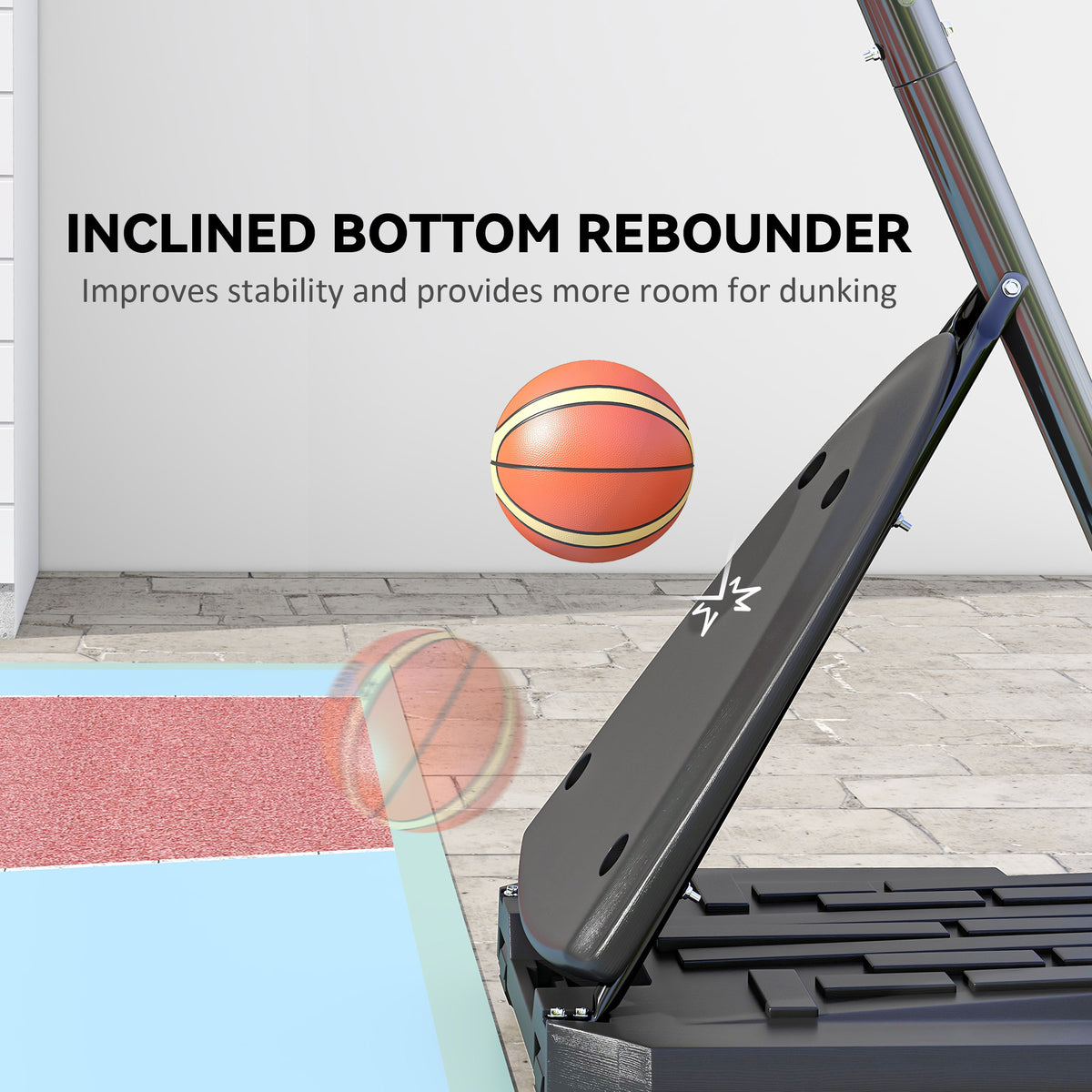 2.4-2.9m Adjustable Basketball Hoop and Stand with Weighted Base, Portable on Wheels