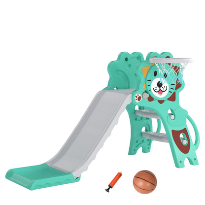 Baby Slide with Basketball Hoop, Climber, Easy to Assemble Kids Slide for Indoor Use, for Ages 18-36 Months
