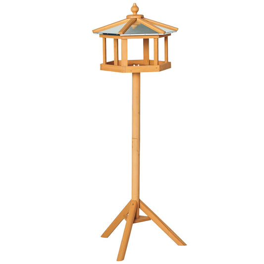 Wooden Bird Table Free Standing Feeder Garden Sheltered Feeding Station Parrot Stand Birdhouse Φ40x113cm