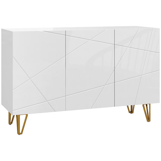 Modern Luxe High Gloss Sideboard, with Hairpin Legs - White