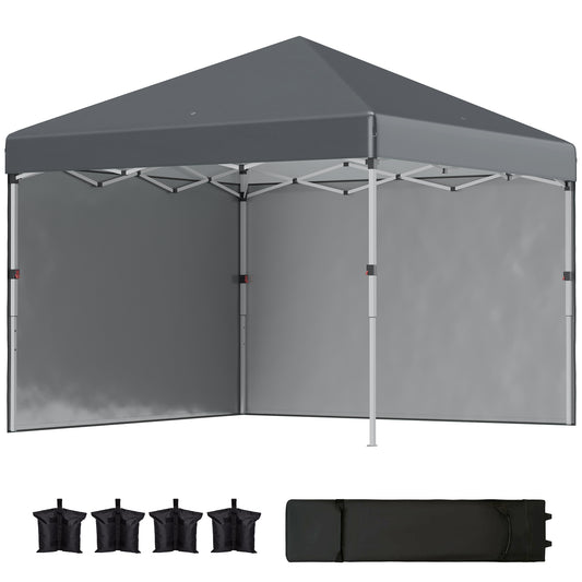 3 x 3 (M) Pop Up Gazebo, UPF 30+ with 2 Sidewalls, Leg Weight Bags and Wheeled Bag, Height Adjustable Party Tent Event Shelter for Garden, Patio, Dark Grey