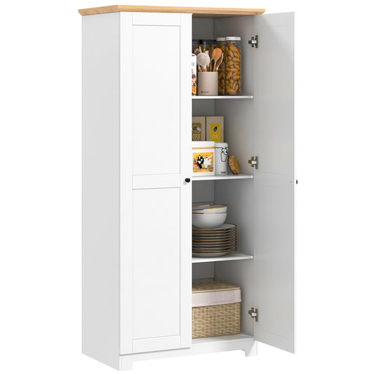 172cm Kitchen Cupboard, Freestanding Storage Cabinet with Doors and Shelves, Modern 2-Door Kitchen Pantry Cupboard for Dining Room