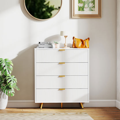 Four-Drawer Bedside Table - White