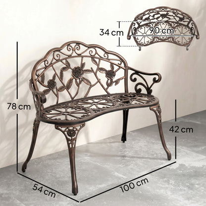 Cast Aluminium Garden Bench - Bronze Tone