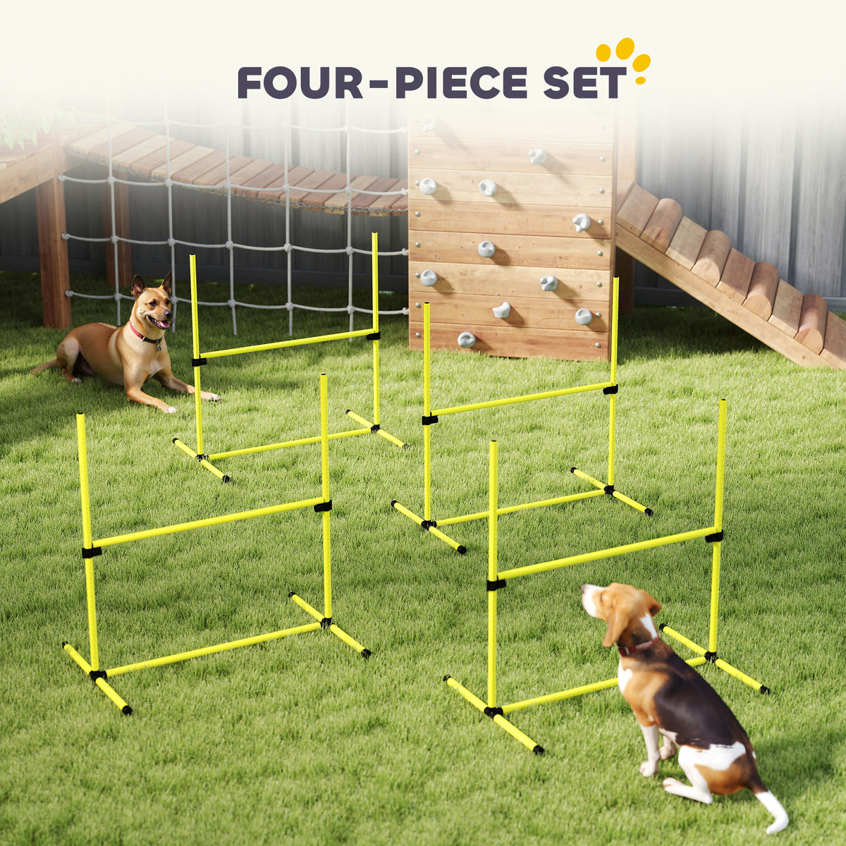 4 Pieces Dog Agility Training Equipment, Adjustable Height Jumps Hurdle with Carrying Bag for Outdoor