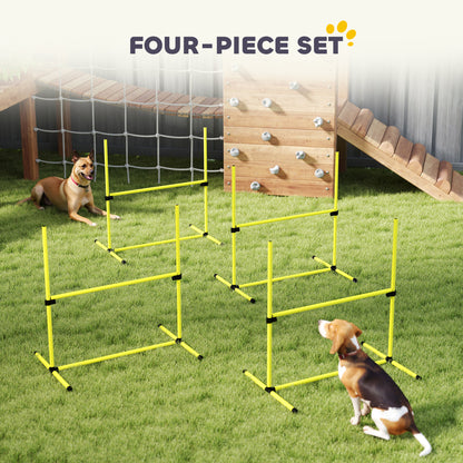 4 Pieces Dog Agility Training Equipment, Adjustable Height Jumps Hurdle with Carrying Bag for Outdoor