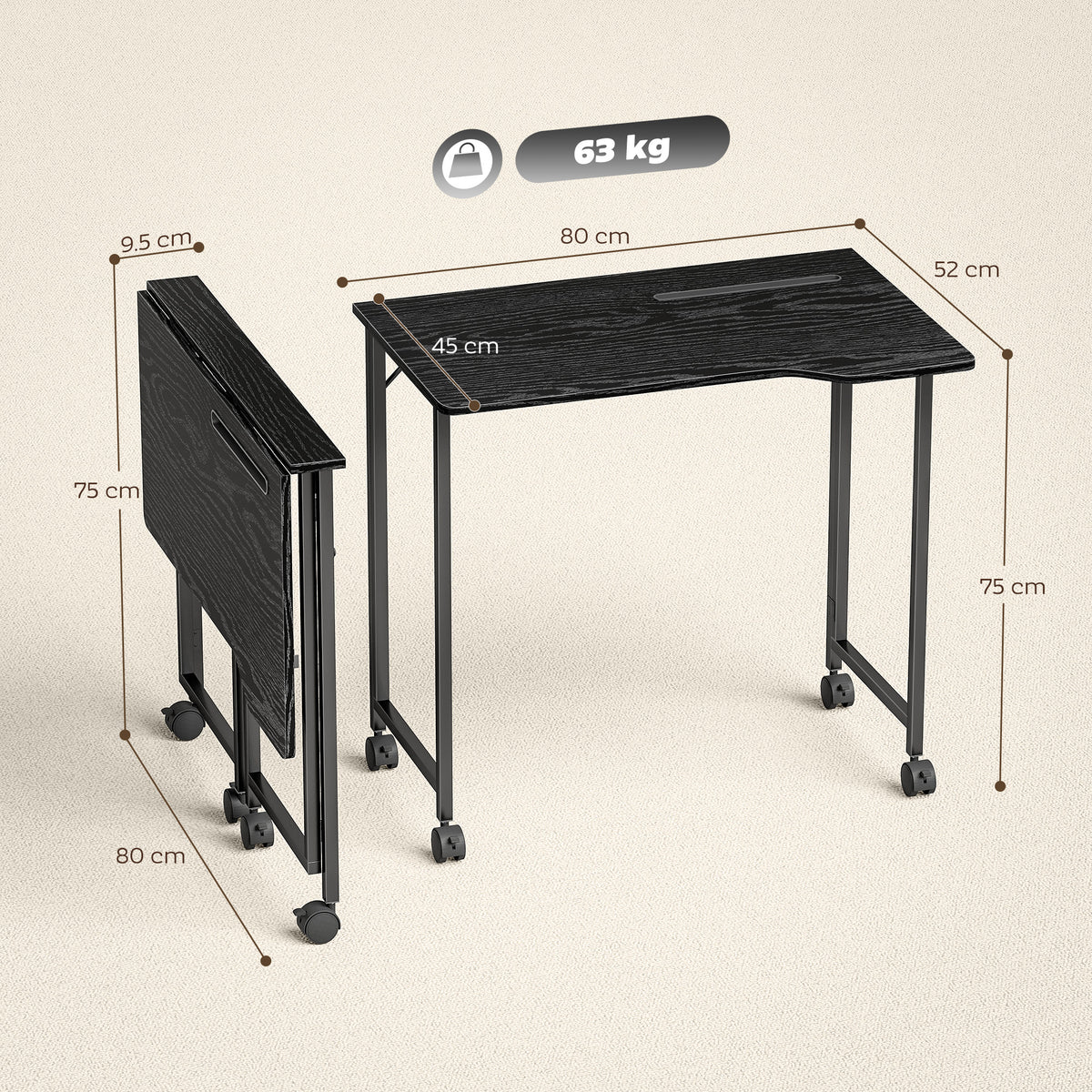 Folding Small Desk on Wheels