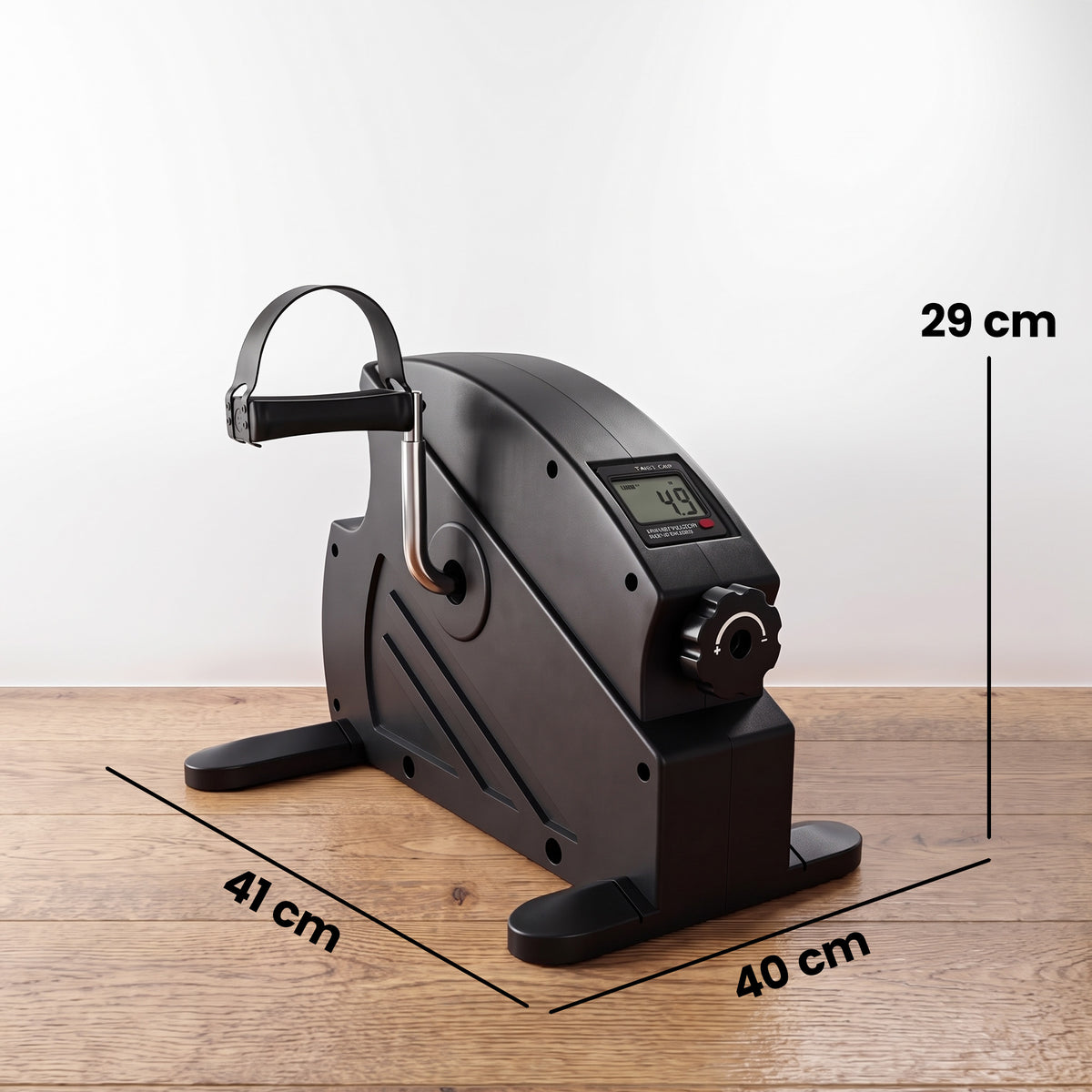 Mini Exercise Bike with Stepless Adjustable Resistance, LCD Display and 4-Level Pedal Straps for Home Workout, Black