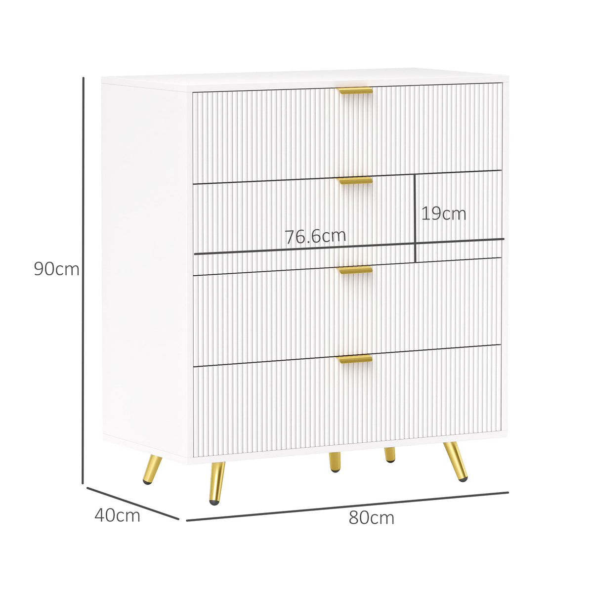 Four-Drawer Bedside Table - White